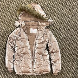 Justice Metallic Jacket with Faux Fur Lining